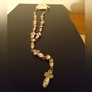 NWT Lane Bryant "Cross" Statement "Y" Necklace Gold Tone Crystal Rhinestones 27"